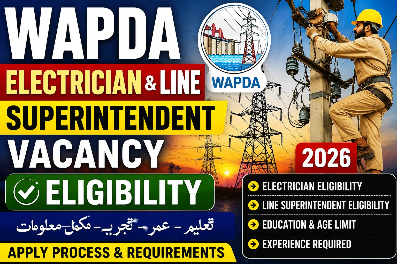 WAPDA Electrician and Line Superintendent Eligibility
